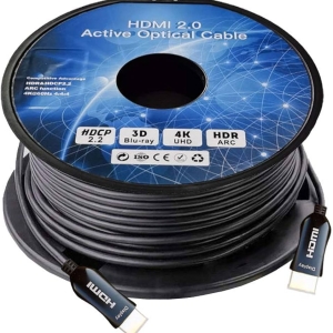 4K Active Optical Cable (AOC) with Ethernet In Wall CL3 Rated 164ft (50M) 60Hz PVC High Speed HDMI® Fiber