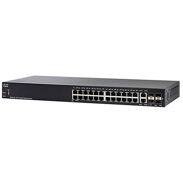 Cisco SG350-28P Switch Gigabit manageable Small Business 24 ports 10/100/1000 PoE+ (195W) avec 2 ports combo Gigabit /SFP et 2 emplacements SFP