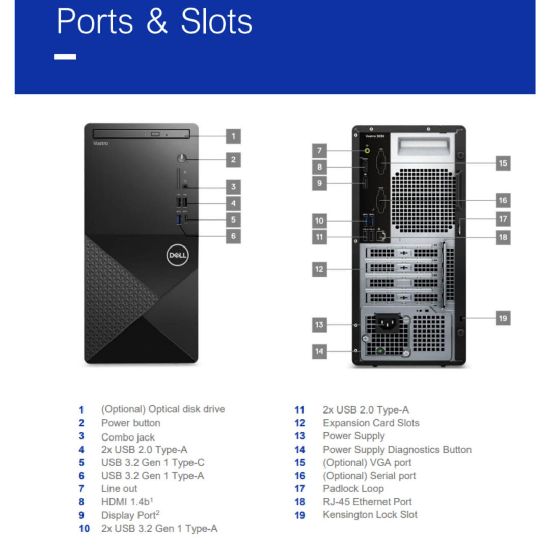 Bureau DELL Vostro 3030 MT Intel Core i7 - 8 Go DDR5-SDRAM 512 Go SSD Windows 11 Pro SFF PC Noir – Image 2