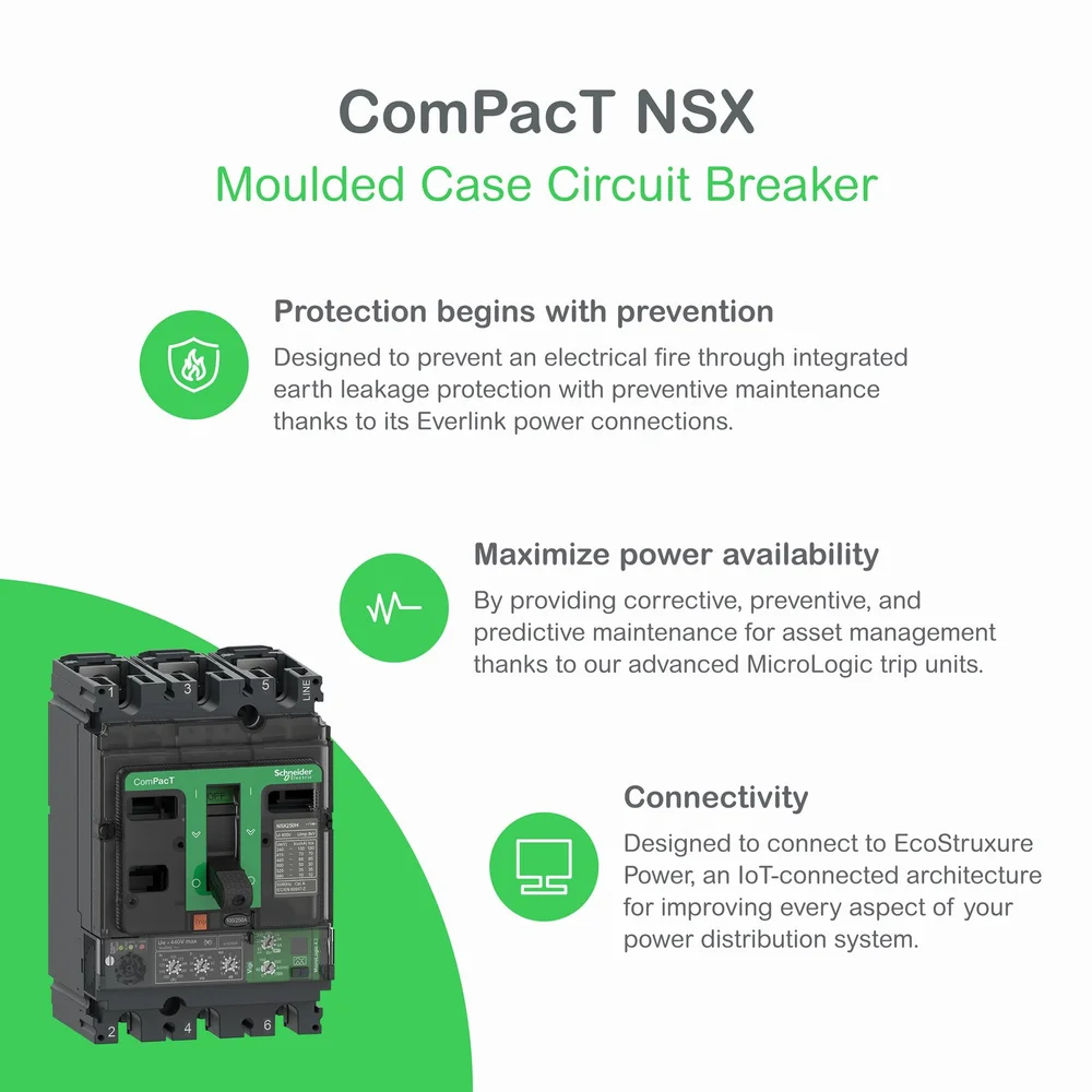 SCHNEIDER - Disjoncteur Compact 400A 4P4D NSX400F Micrologic 2.3 36KA – Image 4
